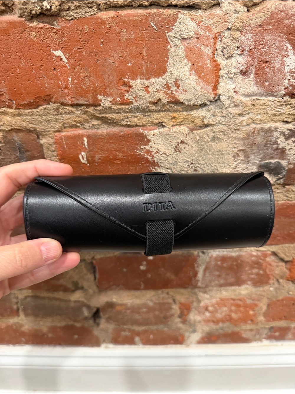 DITA Black Leather Glasses Roll Case